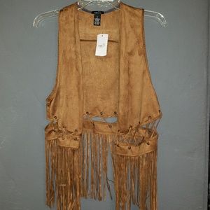 Brand New Rue 21 Faux Suede Fringe Vest